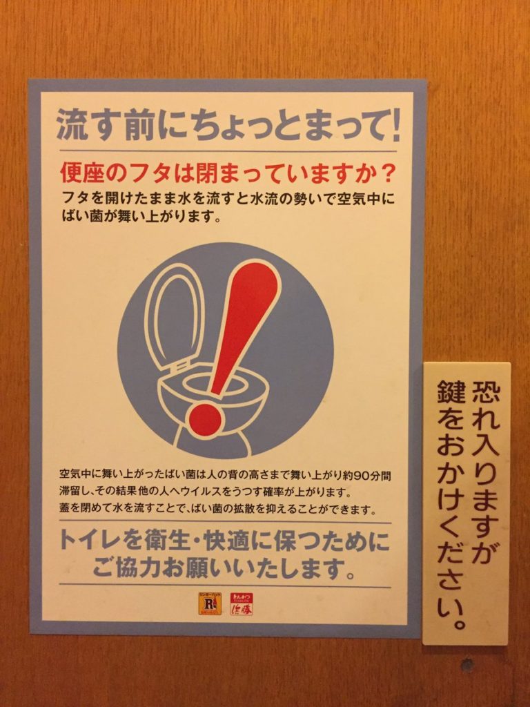 トイレを流す前に蓋を閉めてますか